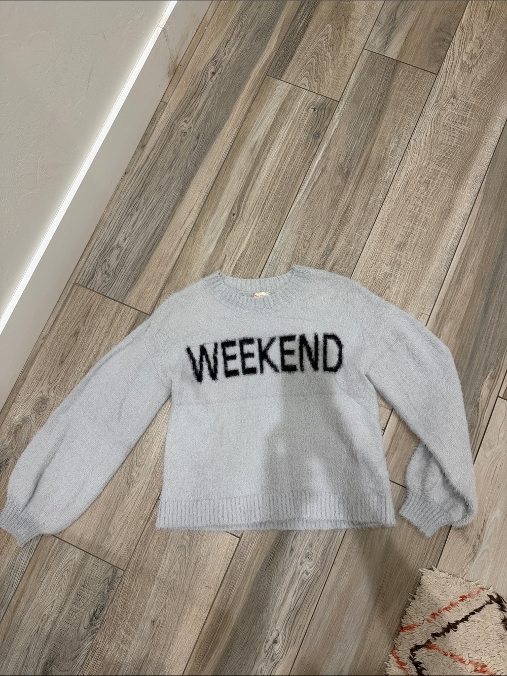 Hem & Thread Gray 'WEEKEND' Crewneck Sweater